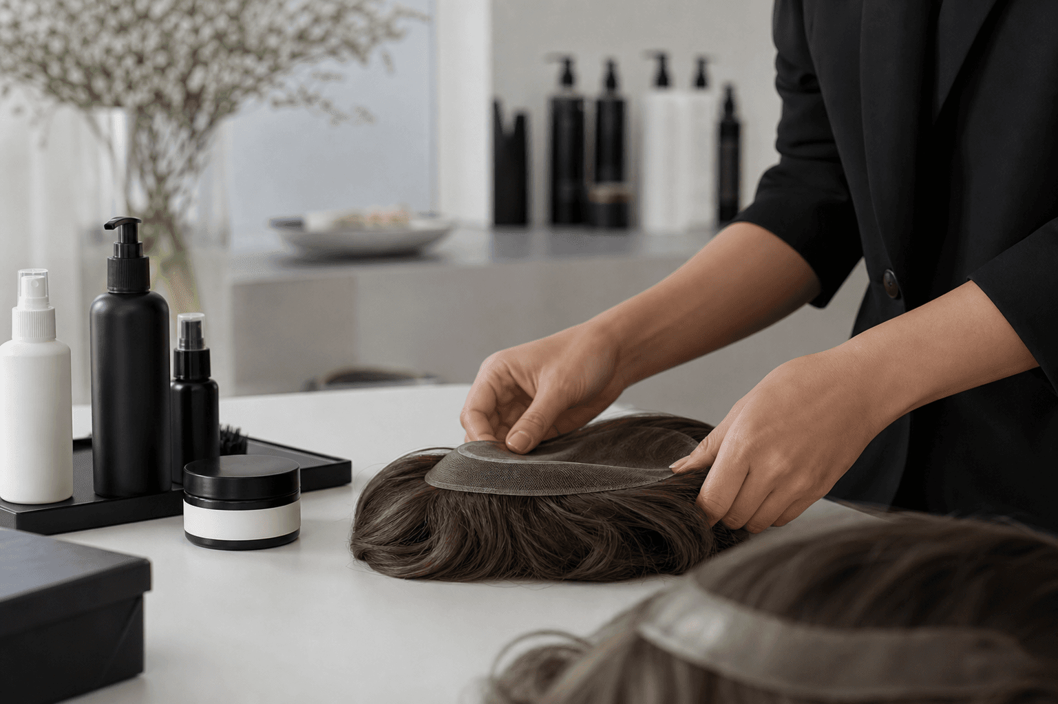 Editorial de produtos de beleza e cuidado capilar premium