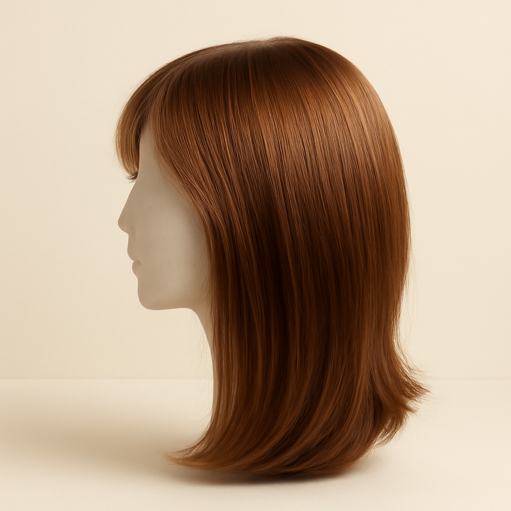 Prótese Capilar Feminina Caramel — vista lateral da prótese