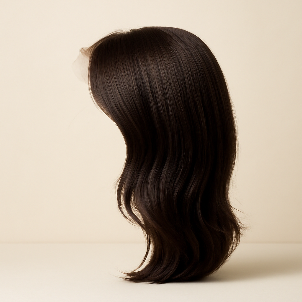 Prótese Capilar Feminina Espresso — vista lateral da prótese