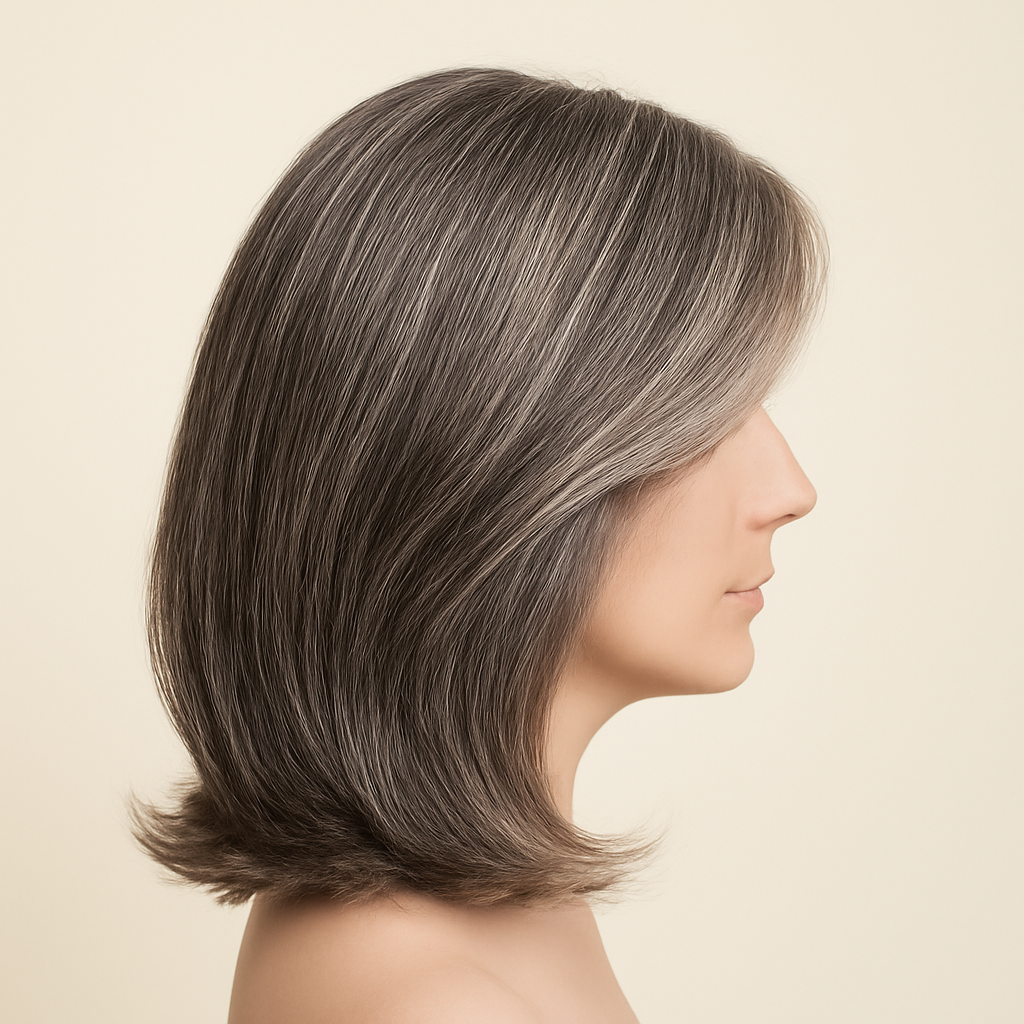 Prótese Capilar Feminina Pearl — vista lateral da prótese